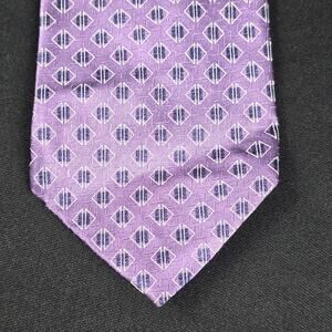 ALEXANDER JULIAN COLOURS Men's Purple Blue Silk Geometric Pattern Tie